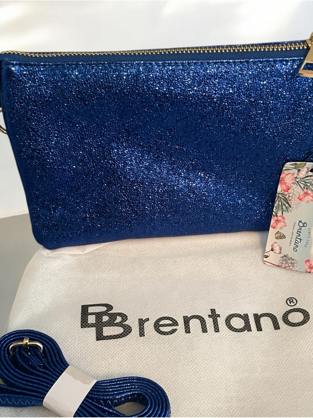 Brentano Royal Blue Glitter Purse/Wristlet/Crossbody new with tags